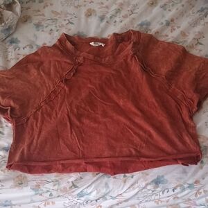 Zenana Rust Orange Short Sleeve Crop Top